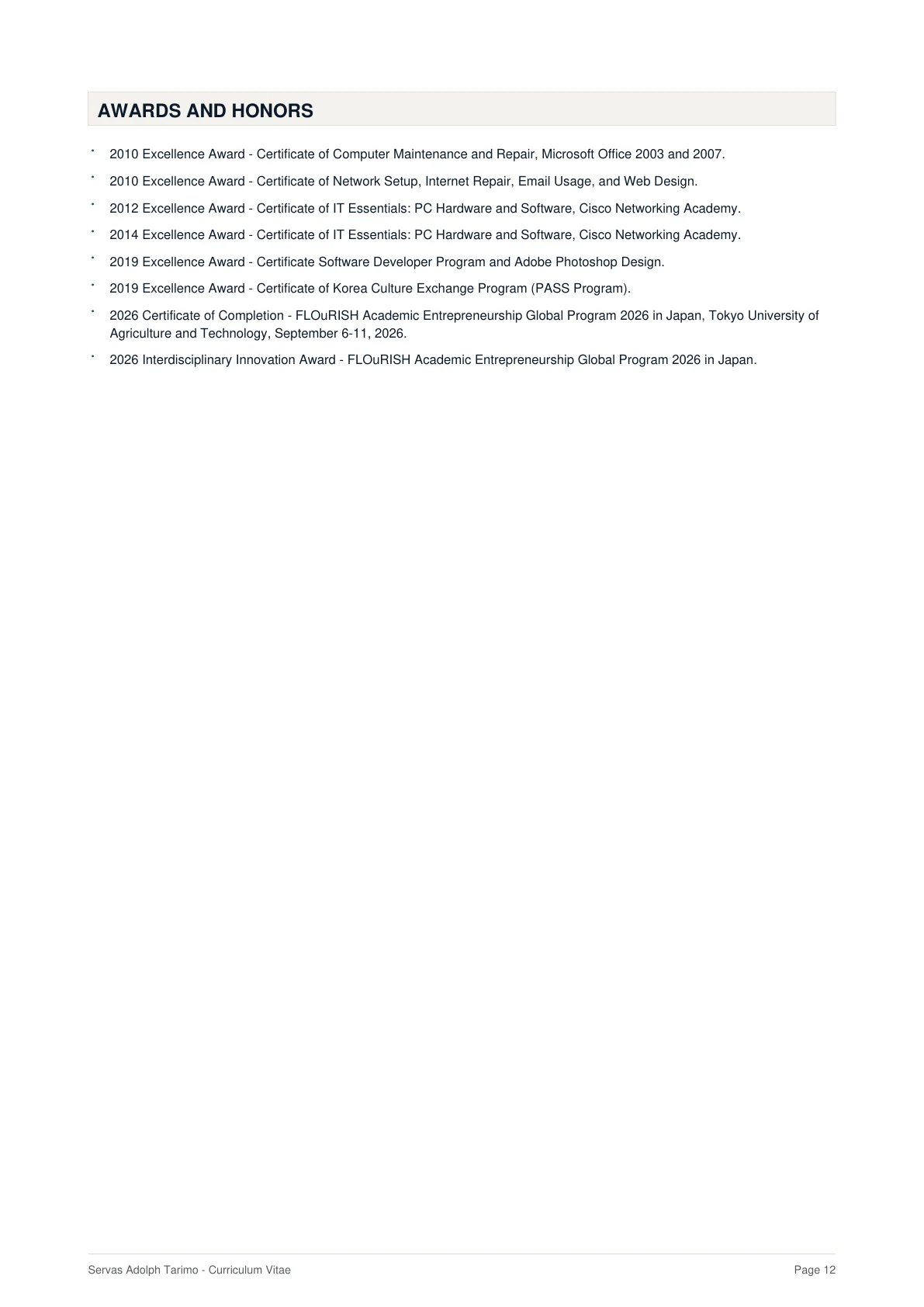 Curriculum vitae page 12