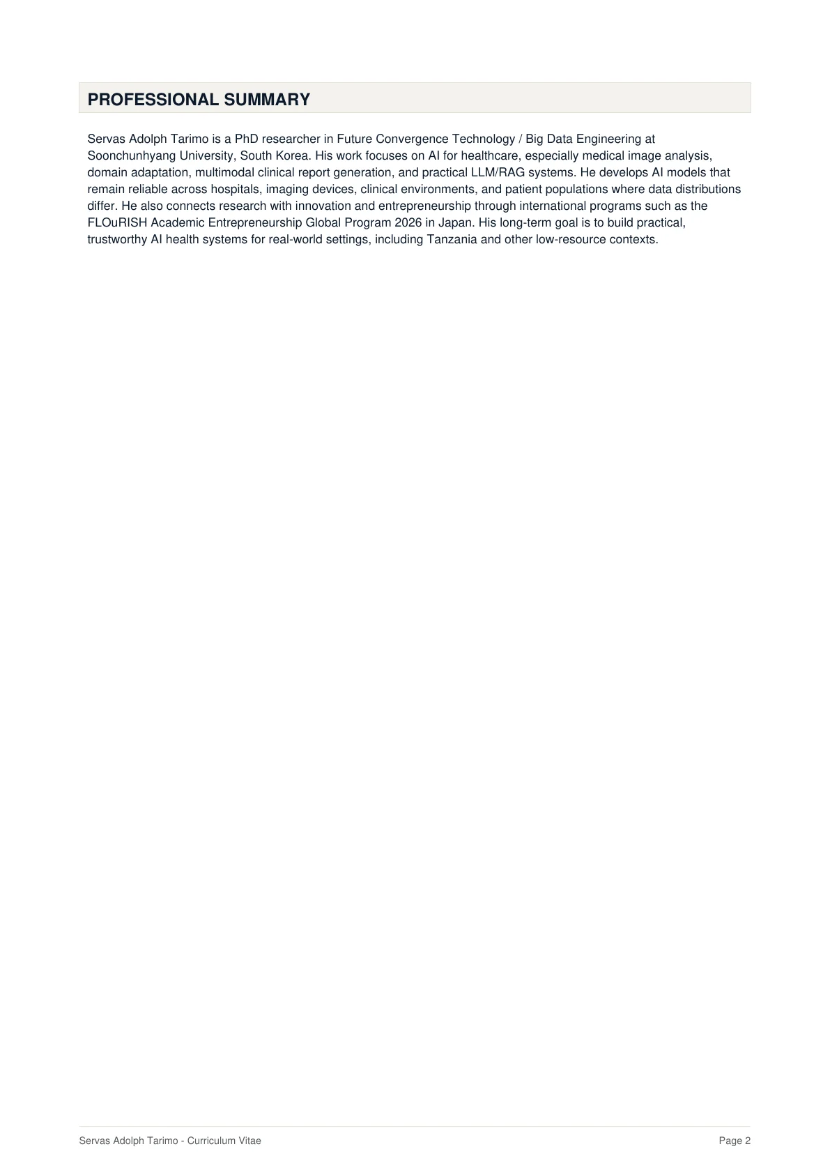 Curriculum vitae page 2