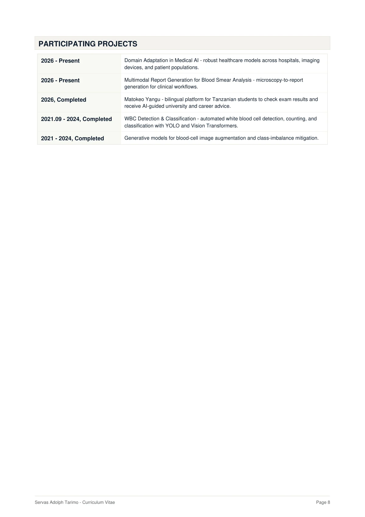Curriculum vitae page 8